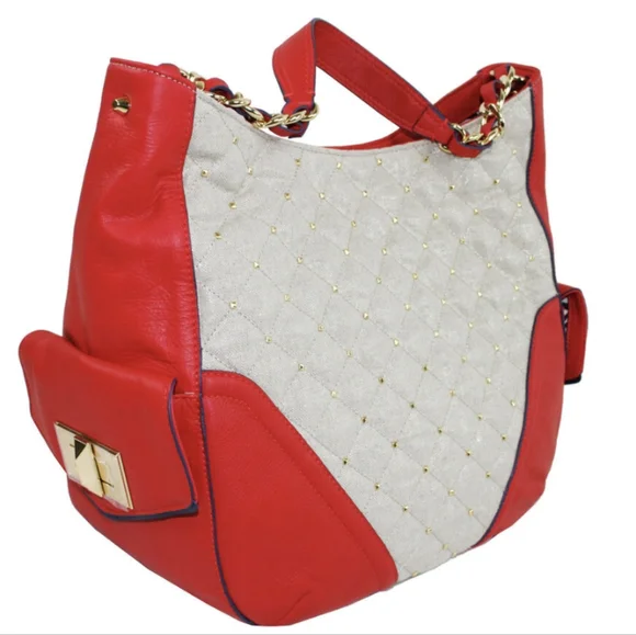 Juicy Couture Gold Metallic Erin Red Siren Shoulder Purse - Picture 1 of 10